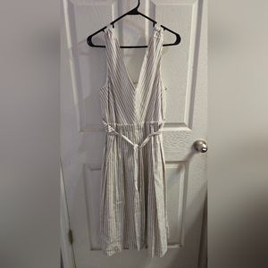 ANTONIO MELANI Linen Blend Stripe Belted Dress Size 10